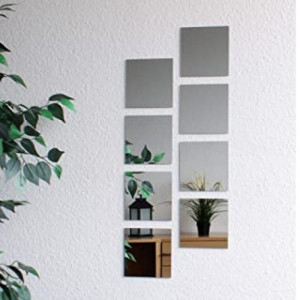 4 pcs de miroir carré de décoration argenté