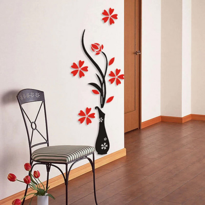 Décoration murale en forme de vase noir et rouge 80cm/30cm