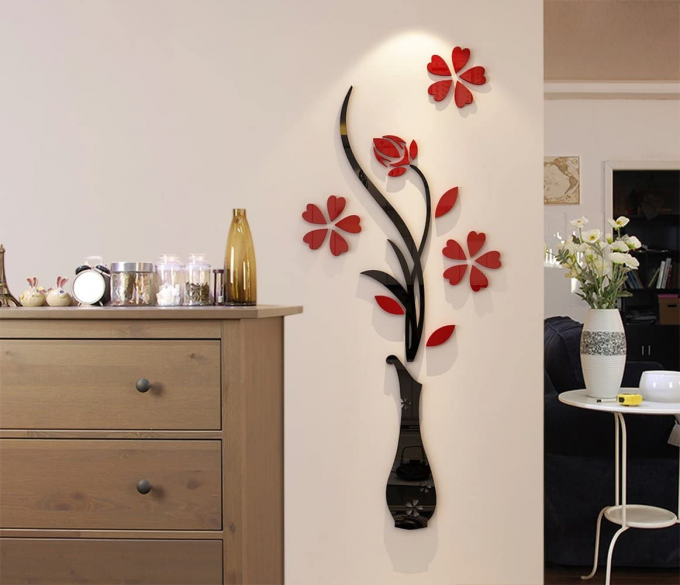 Décoration murale en forme de vase noir et rouge 80cm/30cm