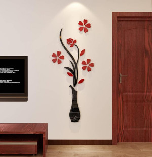 Décoration murale en forme de vase noir et rouge 80cm/30cm