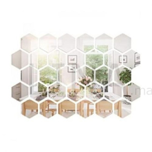 10 pcs miroir Lina hexagonal de décoration 21*18 Argenté