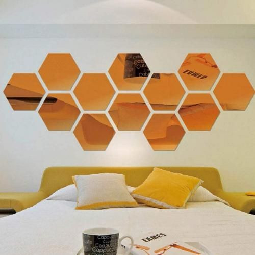 10 pcs miroir Lina hexagonal de décoration 21*18 Doré