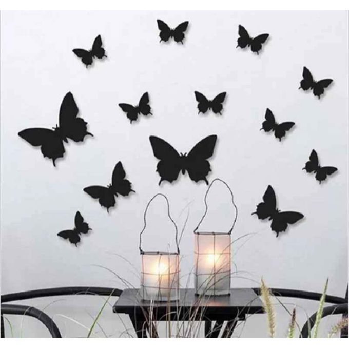 10 pcs papillon noir en bois décoration mural