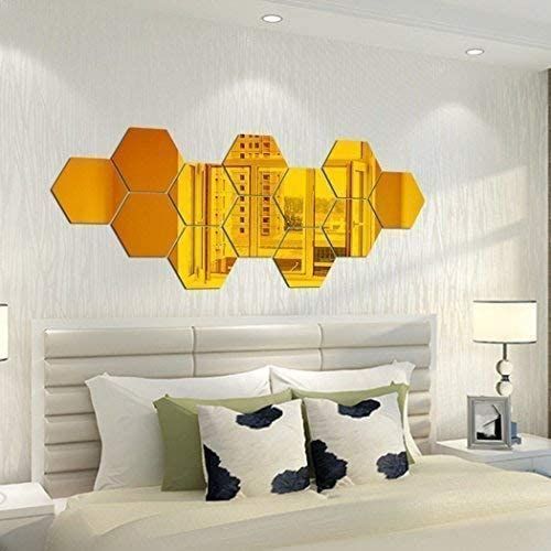 10 pièces de Miroir 100 % Décoration Hexagonal Doré 10.5 / 11