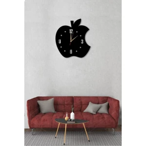 Black wood Apple Modern Wall Clock